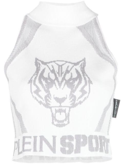 jacquard sleeveless cropped top by PLEIN SPORT