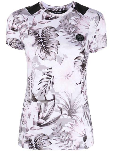 logo-plaque floral top by PLEIN SPORT