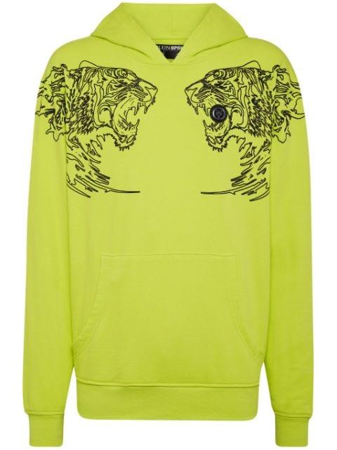 logo-print cotton hoodie by PLEIN SPORT