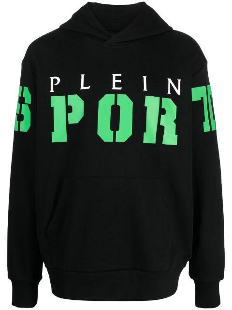 logo-print cotton hoodie by PLEIN SPORT
