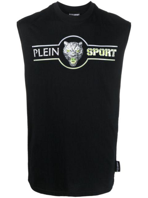 logo-print cotton tank top by PLEIN SPORT