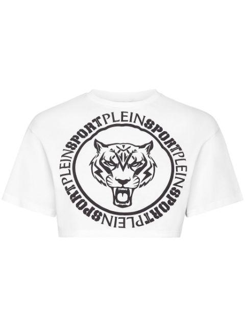 logo-print cropped T-shirt by PLEIN SPORT