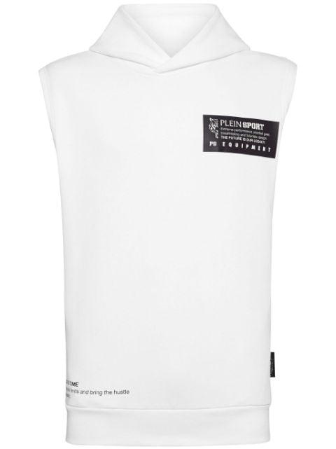 logo print sleeveless hoodie by PLEIN SPORT