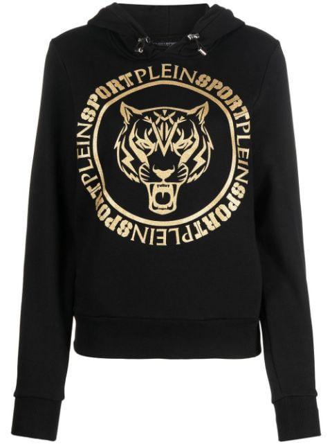 logo-print tiger hoodie by PLEIN SPORT