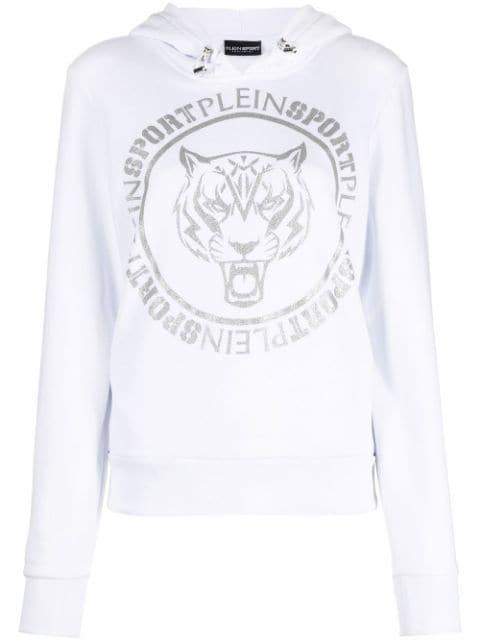 logo-print tiger hoodie by PLEIN SPORT