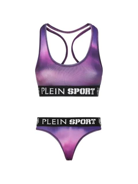logo-tape racerback lingerie set by PLEIN SPORT