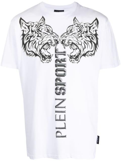logo tiger-print T-shirt by PLEIN SPORT