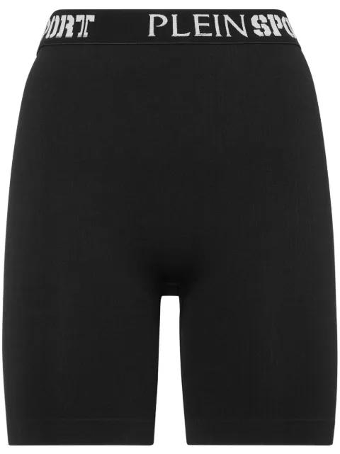 logo-waistband fine-ribbed cycling shorts by PLEIN SPORT