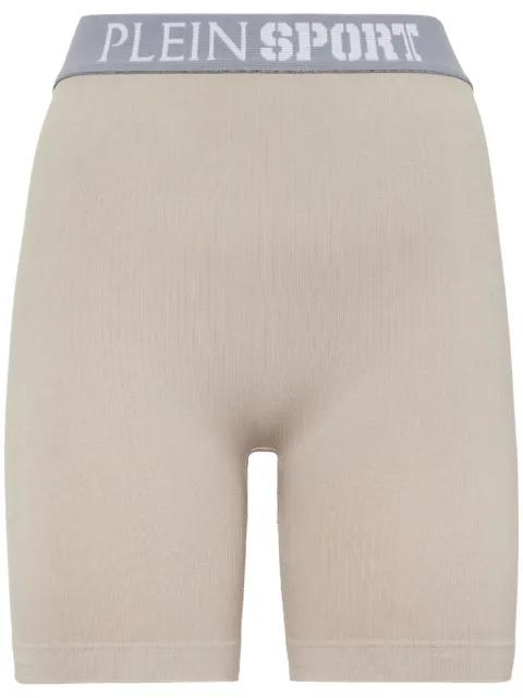 logo-waistband fine-ribbed cycling shorts by PLEIN SPORT