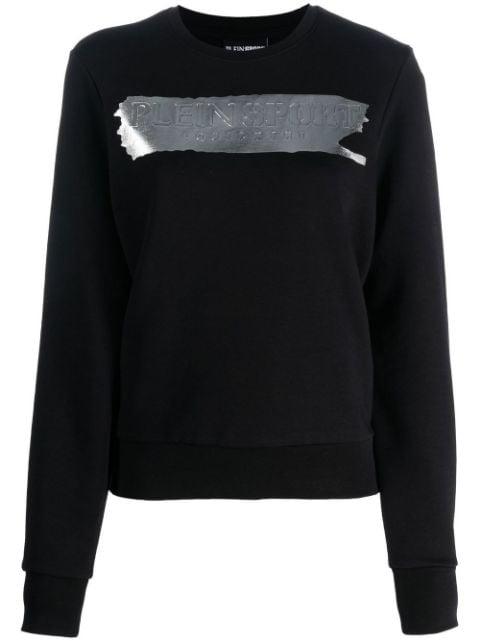 metallic-logo cotton sweatshirt by PLEIN SPORT