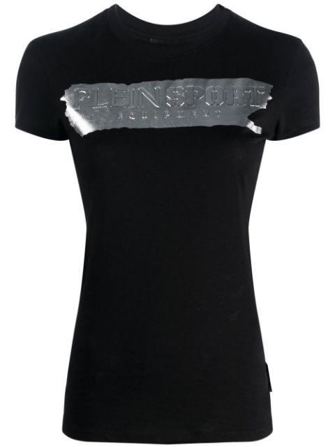 metallic logo-print T-shirt by PLEIN SPORT