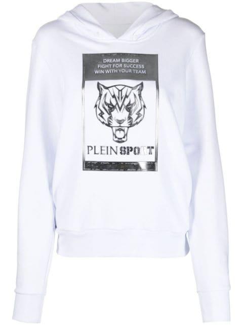 metallic logo-print hoodie by PLEIN SPORT