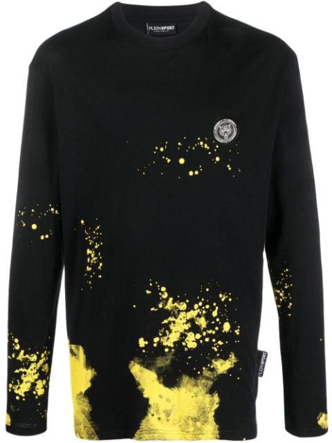 paint splatter-print long-sleeved T-shirt by PLEIN SPORT