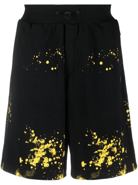 paint splatter-print track shorts by PLEIN SPORT