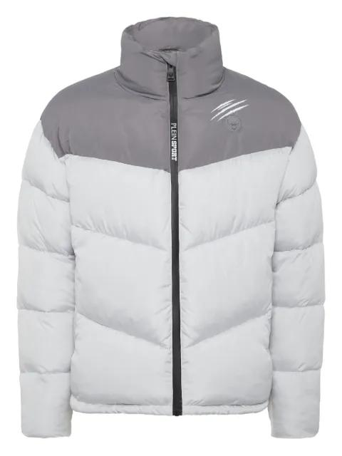 quilted colour-block puffer jacket by PLEIN SPORT
