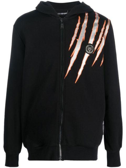 scratch-print long-sleeved hoodie by PLEIN SPORT