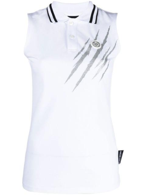 scratch-print sleeveless polo shirt by PLEIN SPORT