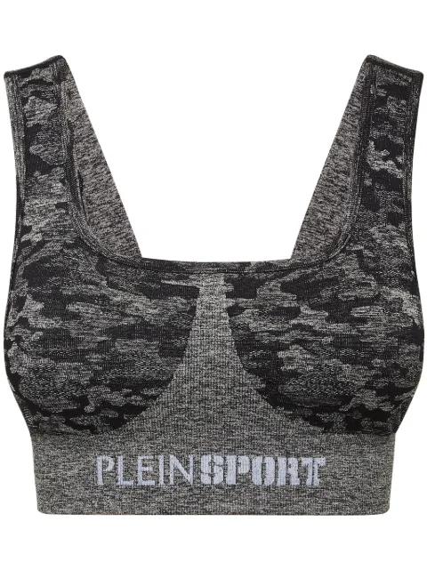 seamless crossed-straps sports bra by PLEIN SPORT