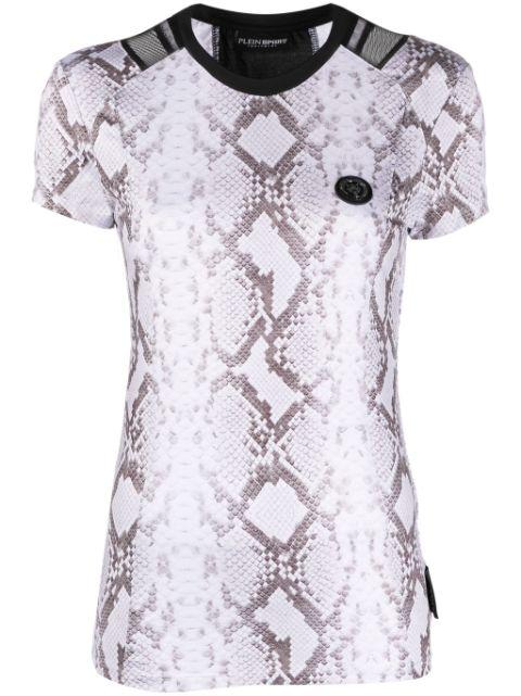 snake-print logo-lettering top by PLEIN SPORT