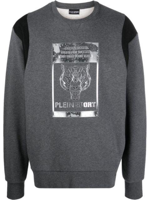 tiger-head logo-print sweatshirt by PLEIN SPORT