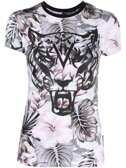 tiger-print floral T-shirt by PLEIN SPORT