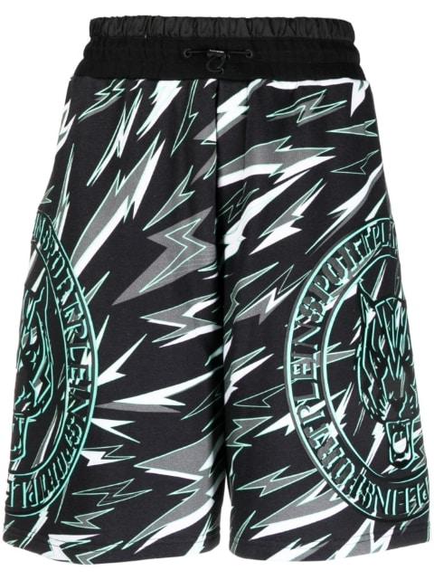 tiger-print jogging shorts by PLEIN SPORT