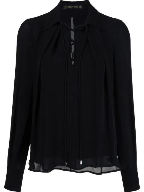 lace-up neck blouse by PLEIN SUD
