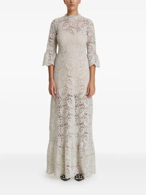 flared-sleeve lace maxi dress by PNK