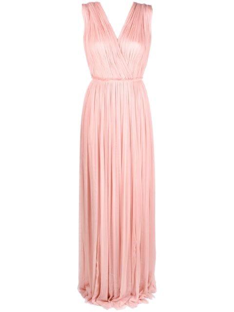 pleated floor-length silk dress by PNK
