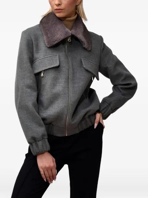 faux-fur-collar zip-up jacket by POCHE PARIS