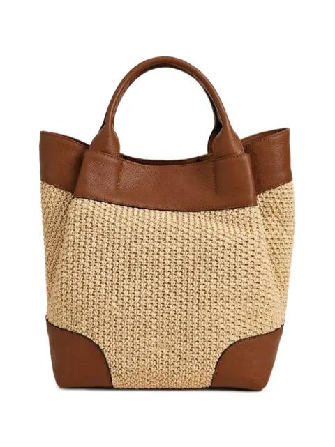woven leather-trim tote bag by POCHE PARIS
