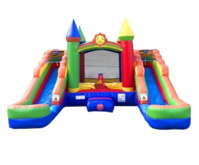 Inflatable Bounce House and Double Slide Combo Unit (Without Blower) - Crossover Combo Bouncer by POGO BOUNCE HOUSE