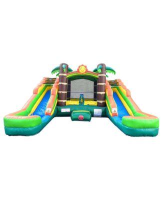 Inflatable and Double Slide Combo Unit Without Blower - Crossover Combo Bouncer by POGO BOUNCE HOUSE
