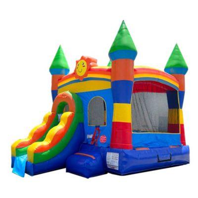 Inflatable with Slide (Without Blower) - 12 x 18 x 14.5 Foot Backyard Inflatable Bouncy House - Built-In Bladder Water Misting System for Kids by POGO BOUNCE HOUSE