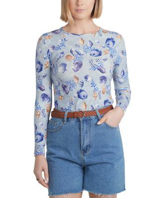 Embroidered Bird Print Top by POINT