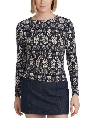 Embroidered Bird Print Top by POINT
