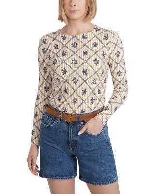 Embroidered Bird Print Top by POINT