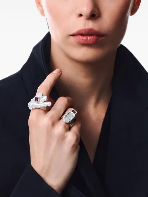 hand-motif wide-band ring by POISONED HEARTS