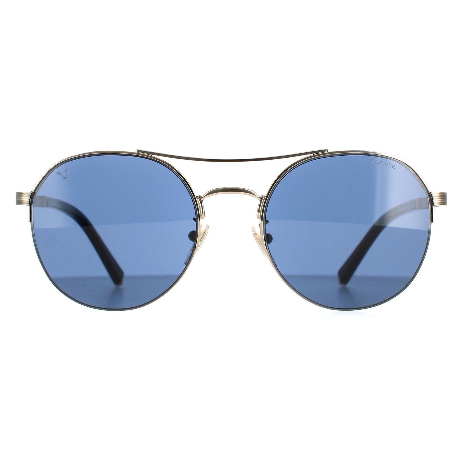 Aviator Shiny Light Gold Blue SPLA24 Lewis 03 by POLICE
