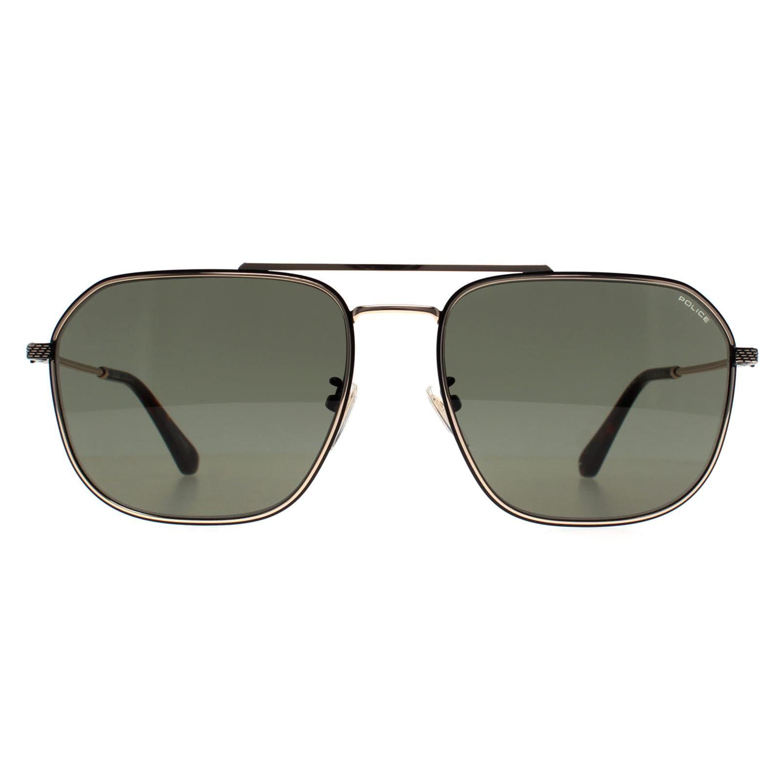 Aviator Shiny Rose Gold Green SPLF64 Octane 1 by POLICE