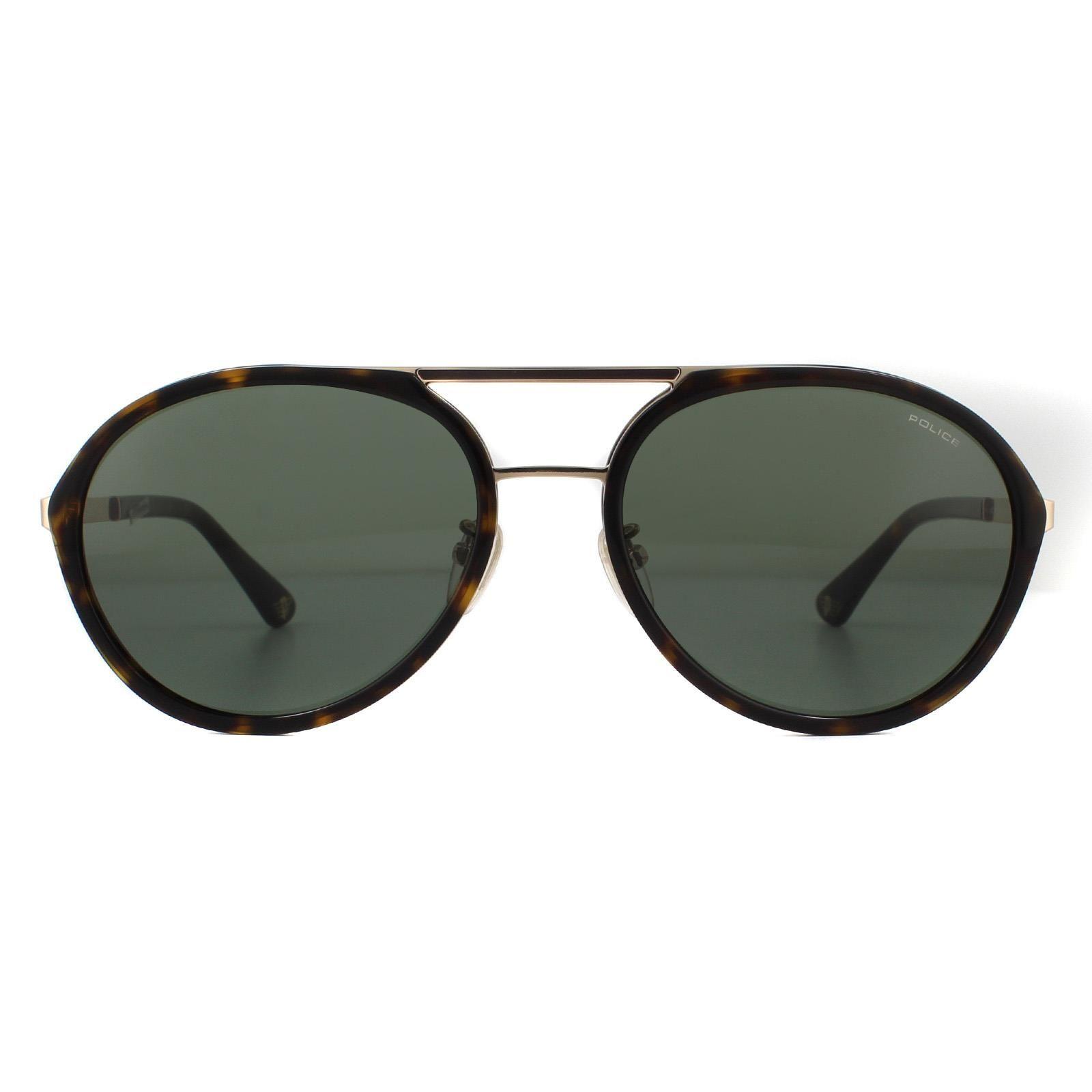 Aviator Shiny Rose Gold Green Sunglasses by POLICE