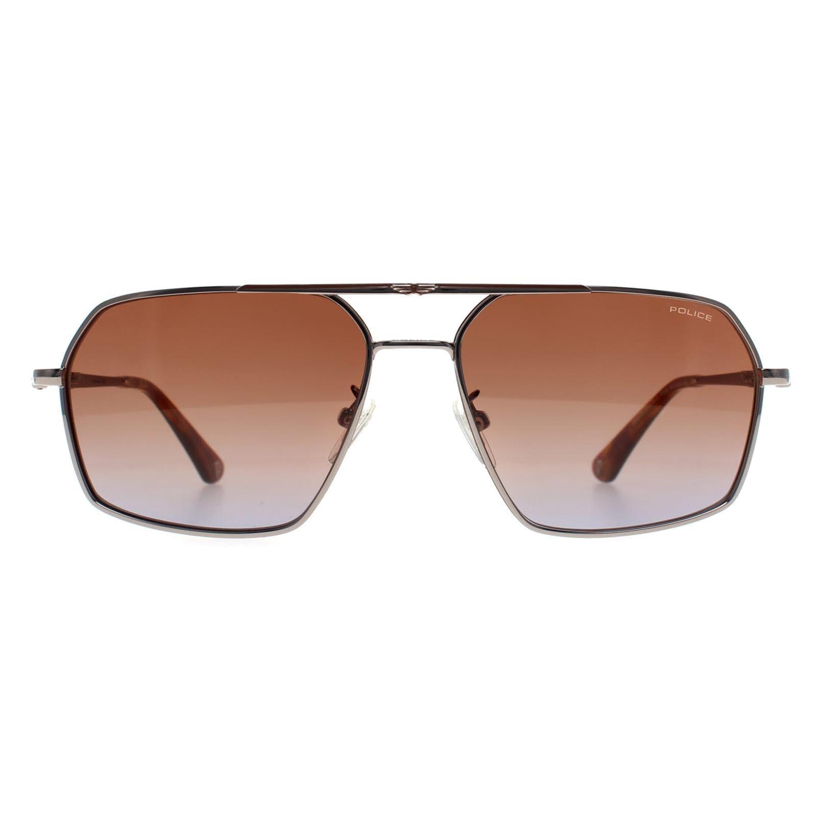 Aviator Shiny Ruthenium Brown Gradient Blue SPLL86M Origins Classic 2 by POLICE
