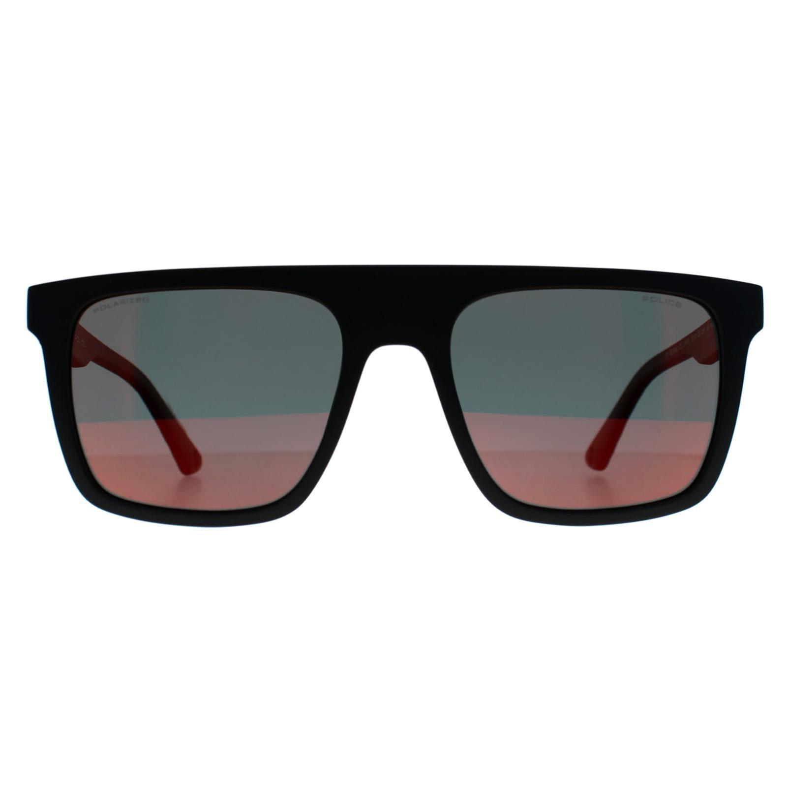 Square Matte Black Red Mirror SPLF61 Beyond Lite 2 by POLICE