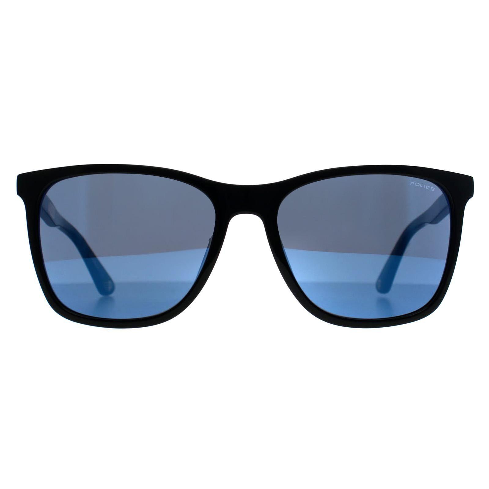 Square Shiny Black Smoke Mirror Blue SPL872N Origins 1 by POLICE