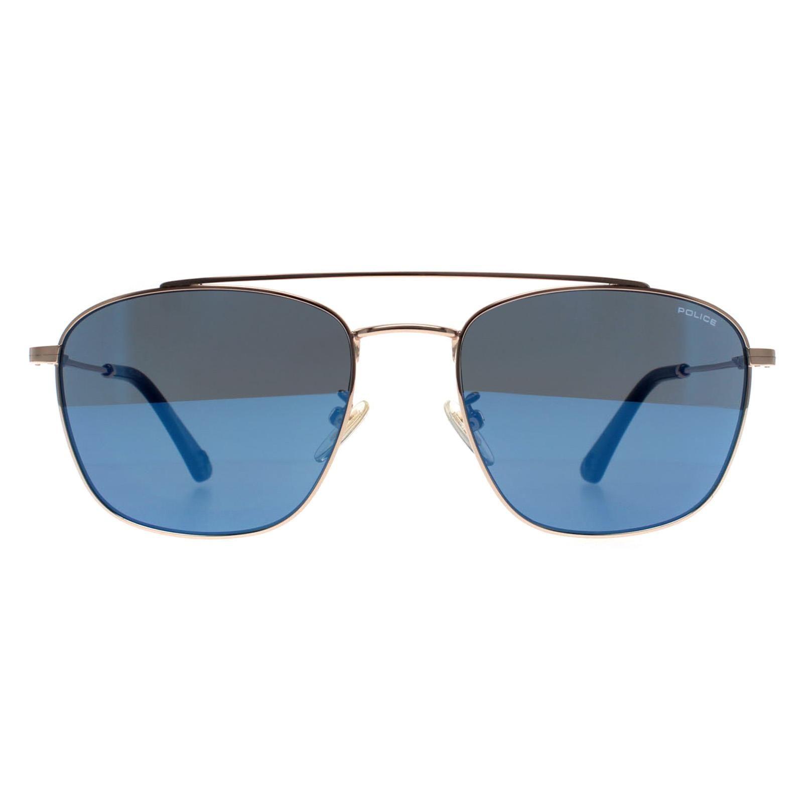 Square Shiny Rose Gold Smoke Mirror Blue SPL996 Origins Lite 2 by POLICE