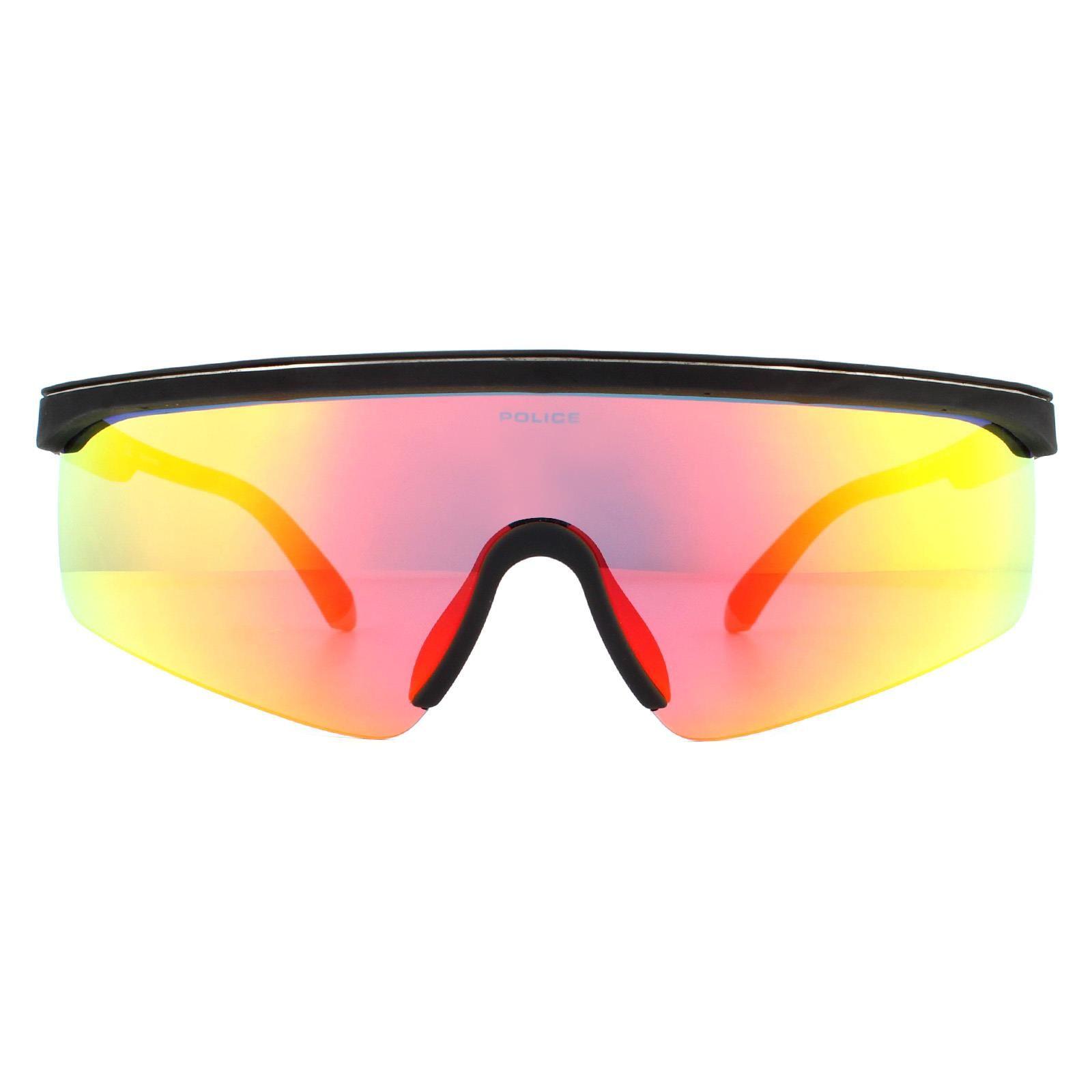 Wrap Rubberised Black Red Mirror Sunglasses by POLICE