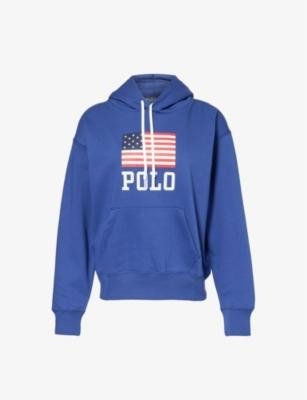 American flag-print cotton-blend jersey hoody by POLO RALPH LAUREN