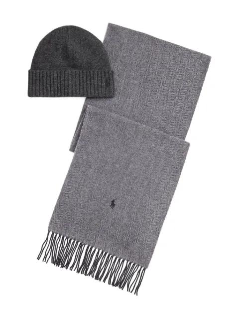 Beanie & Windowpane scarf set by POLO RALPH LAUREN