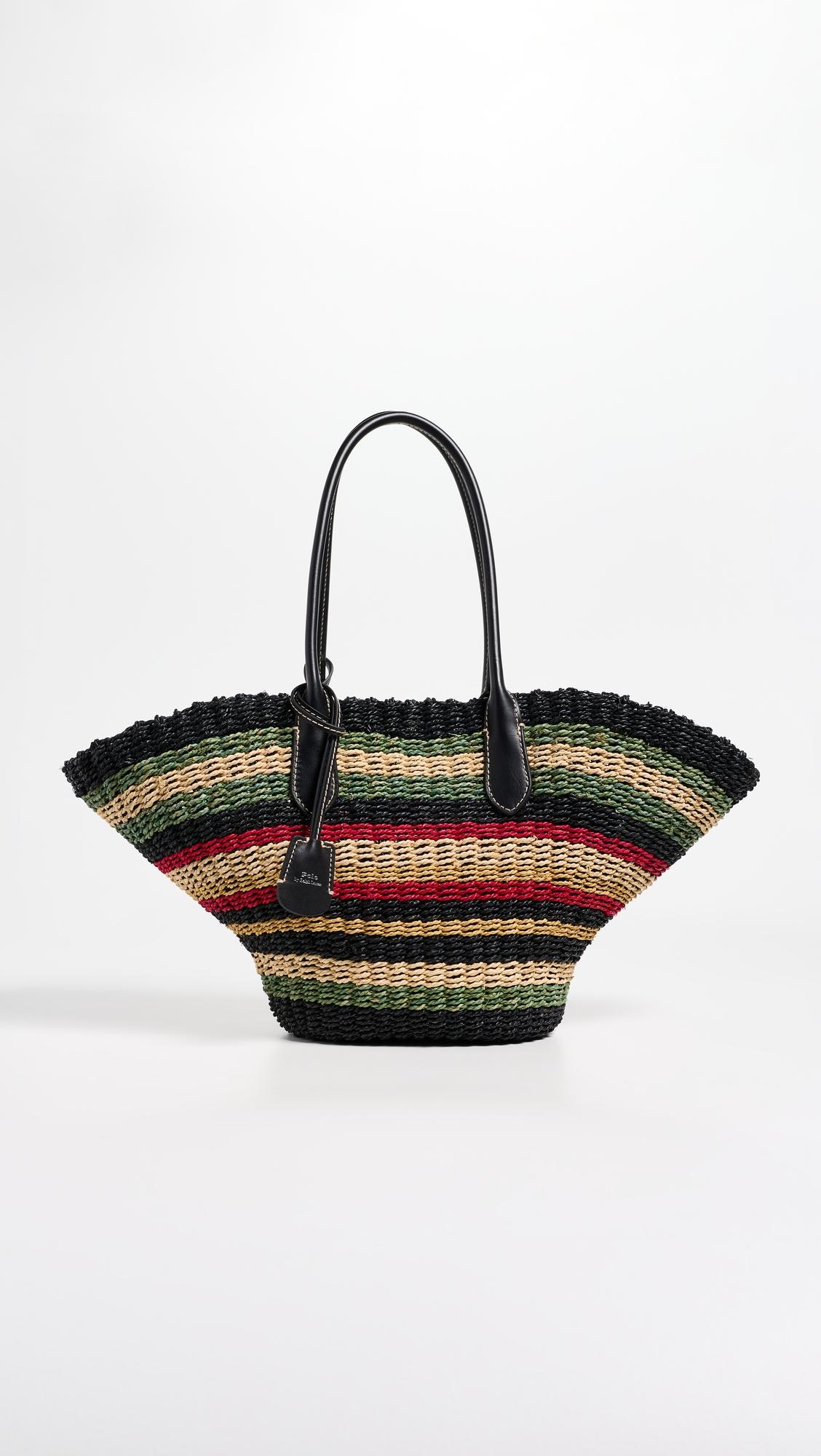 Bellport Stripe Raffia Basket Tote Bag by POLO RALPH LAUREN