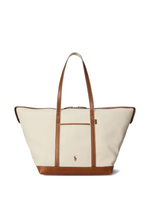 Bellport leather-trimmed canvas tote bag by POLO RALPH LAUREN